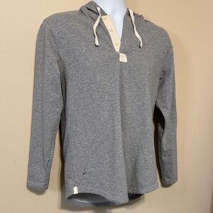 BYLT Basics Heather Gray Hooded Henley with Cream Placket. Size Small